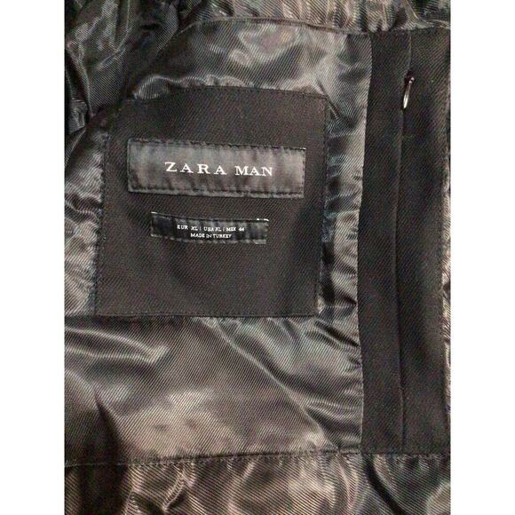 ZARA MAN MEN’S REMOVABLE HOODED BLACK COAT JACKET XL - Picture 7 of 13